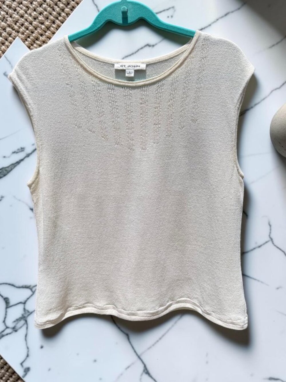 St. John Santana Knit Tank Top Women's Size Large Ivory
